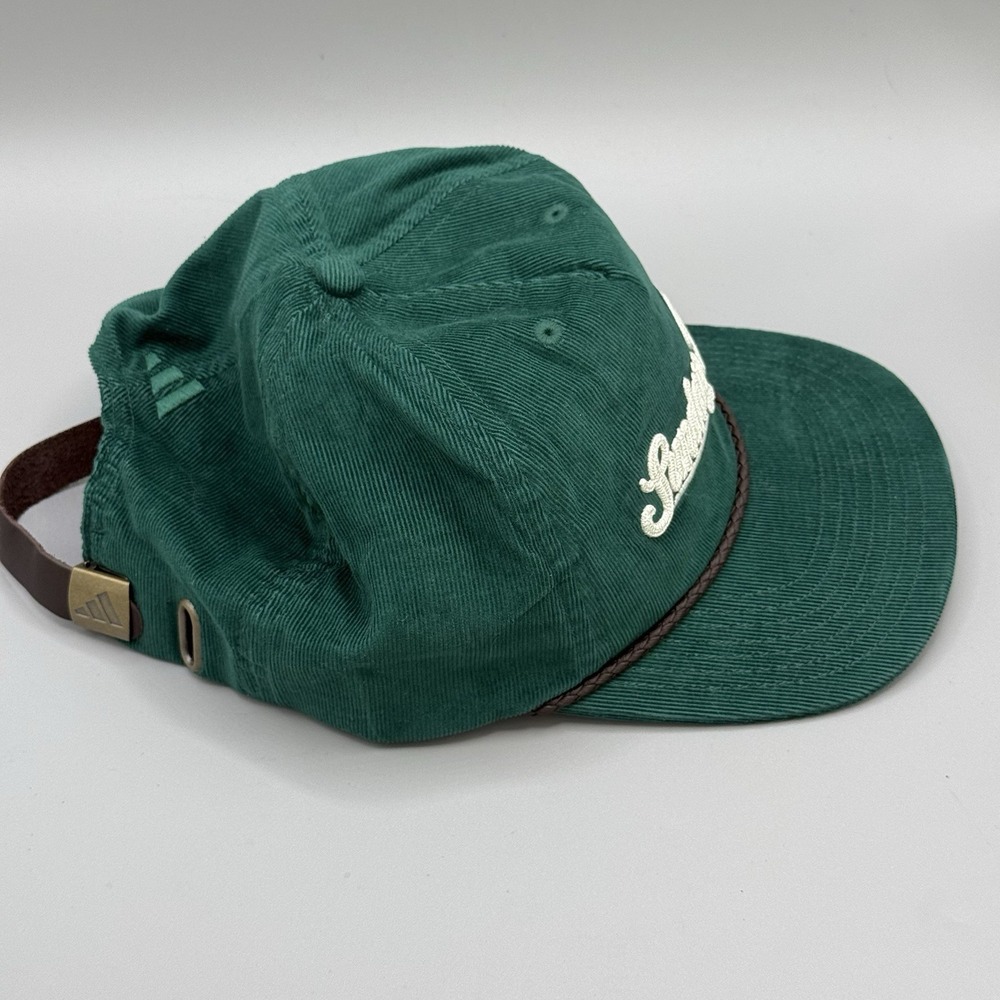 Adidas Sunday Pins Hat Green Golf Corded Leather Strapback Corduroy Cap - Picture 2 of 6
